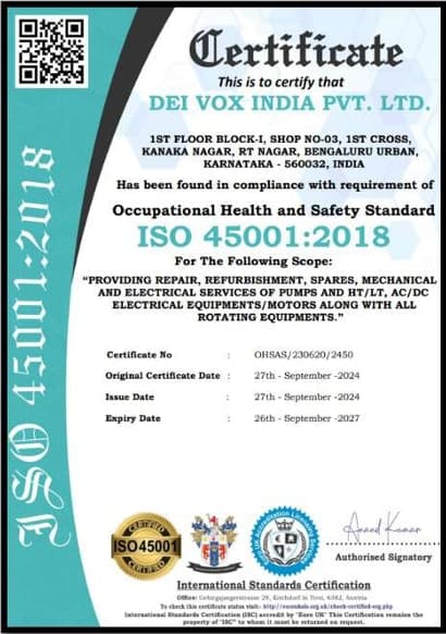 ISO 45001:2018 certificate