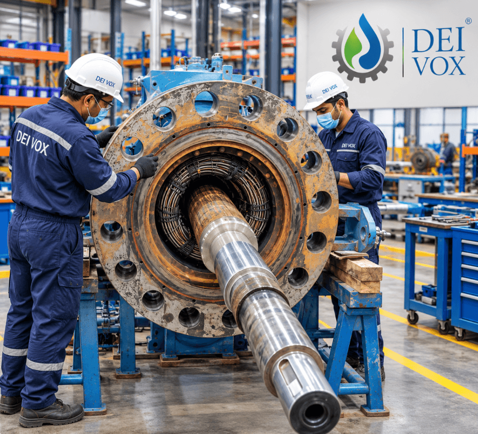 Boiler circulation pump components prepared for overhaul