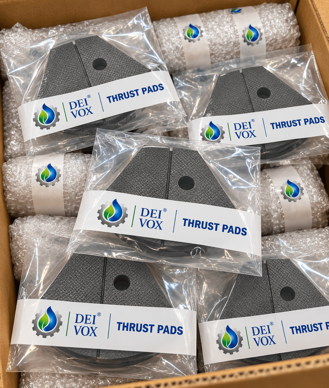 Packaged thrust pads for boiler circulation pump bearings