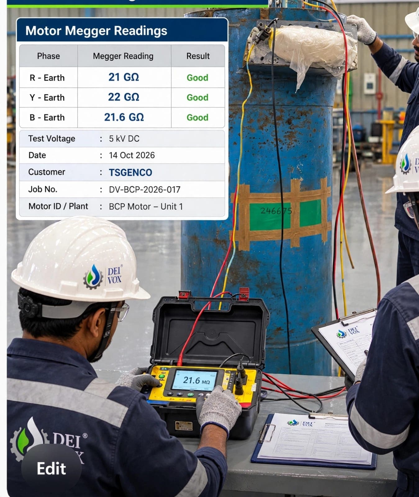 Quality inspection equipment used during pump service